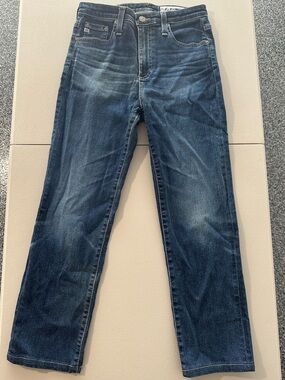 AG High Rise Straight Crop Jeans - Dark Blue Denim 26R